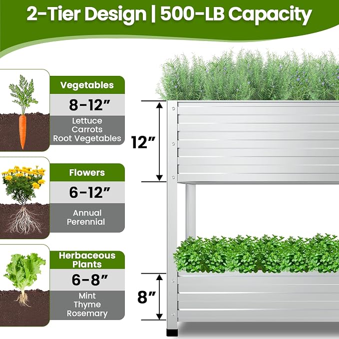 2-Tier Galvanized Raised Garden Bed - Image 3