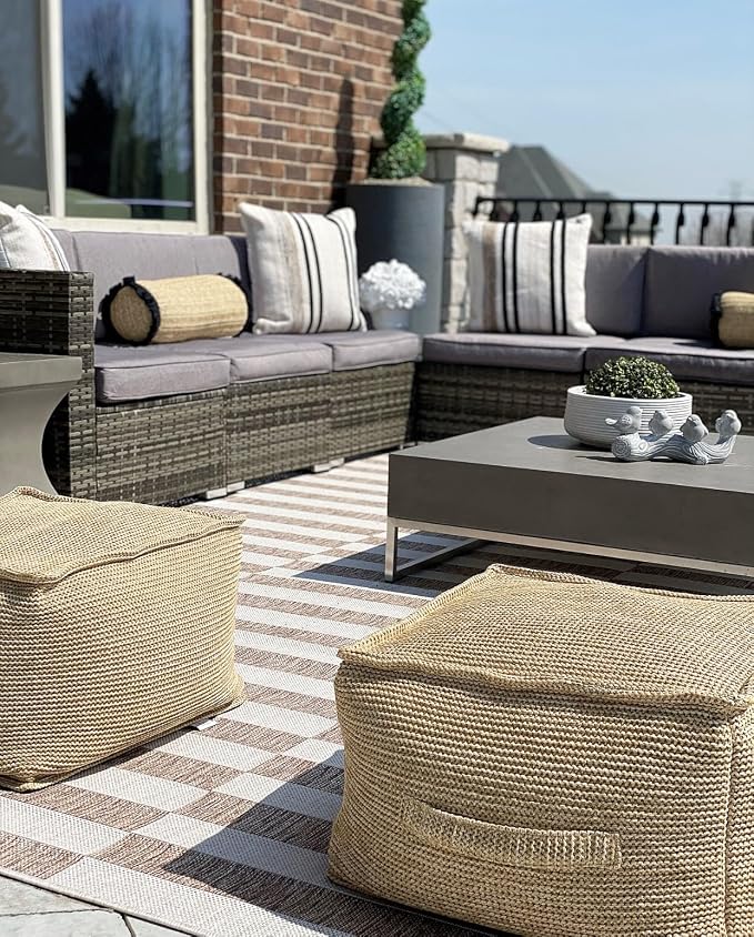 SAFAVIEH Outdoor Collection Eartha Modern Dark Grey Concrete Coffee Table - Image 9