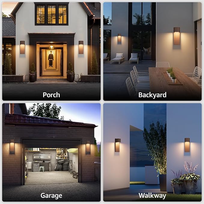4 Pack 13" Modern Outdoor Led Wall Light, 16W 3000K 1200Lumen Porch & Patio - Image 3