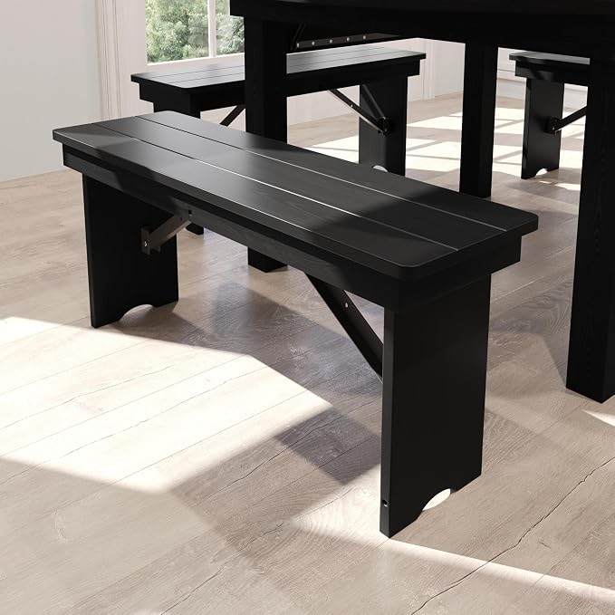 Flash Furniture Hercules Commercial Farmhouse Folding Bench, Antique Solid Pine - Image 7