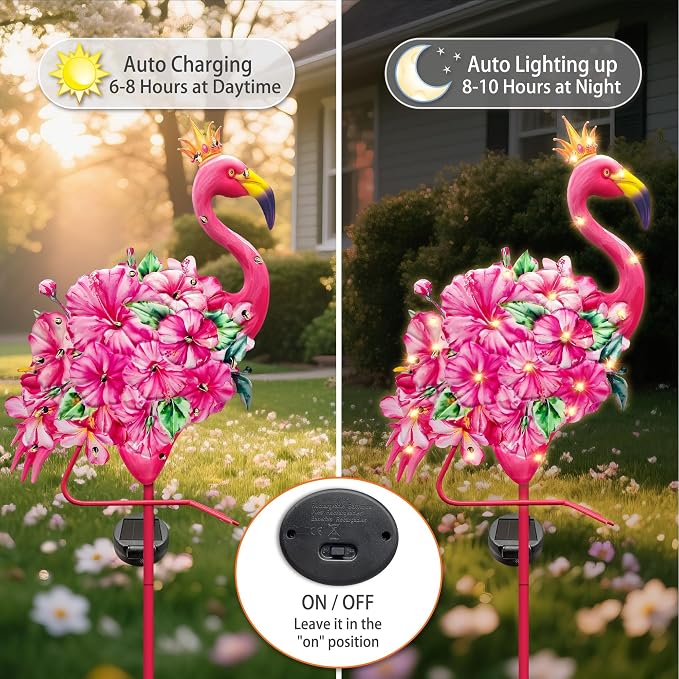 Hexagram Flamingo Yard Decor, Flamingo Solar Lights Outdoor - Image 4