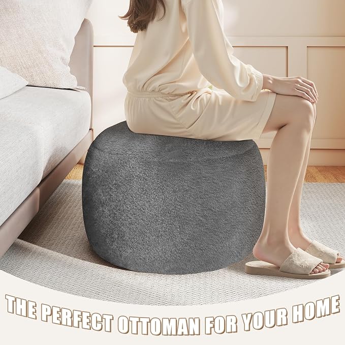 Round Stuffed Pouf Ottoman for Foot Rest, A Round Modern Foam Filled Poufs - Image 5
