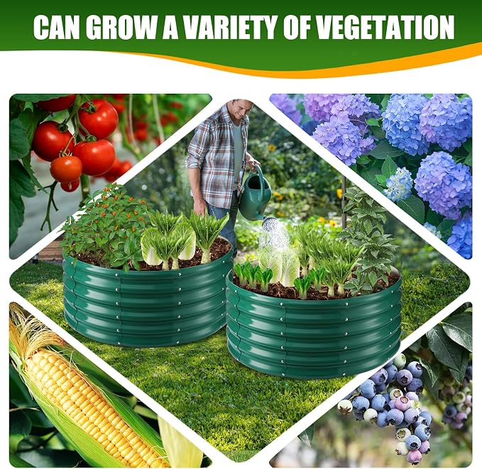 17" Tall Elevated Round Metal Rised Garden Bed- 3.3'x3.3' in Size and 0.8MM - Image 6