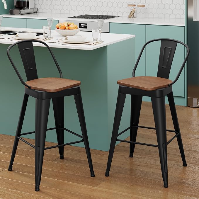 Aklaus Swivel Metal Bar Stools 30 inch Swivel Bar Height Barstools Set of 2 - Image 7