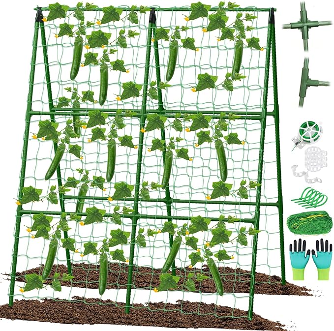 Cucumber Trellis for Raised Beds, 31 X 47 Inch Adjustable Size A-Frame Garden by LifeisLuck