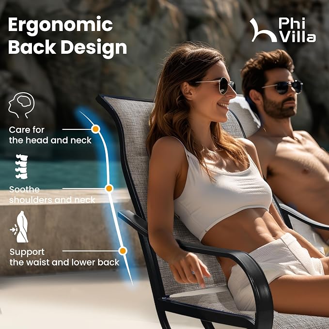 PHI VILLA Patio Swivel Dining Chair, Outdoor Metal Chairs - Image 6