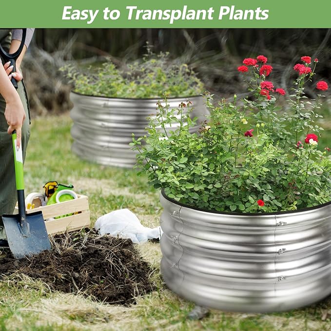 2 Pack 2x2x1ft Round Galvanized Raised Garden Bed Kits, Raised Garden Beds - Image 4