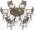 PHI VILLA 7 PCS High Bar Patio Dining Set, Cast Aluminum Outdoor Bar Set by PHIVILLAThepioneerofcomfortablehouseholdsupplies