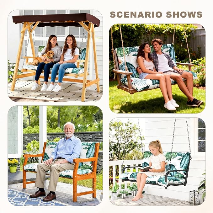 Porch Swing Cushion with Backrest, Waterproof Bench Cushion - Image 7