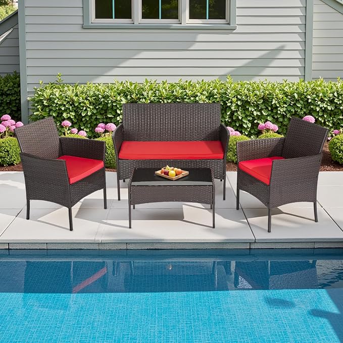 FDW Patio Furniture Set PE Rattan Patio Set Wicker Outdoor Furniture Bistro Set - Image 2