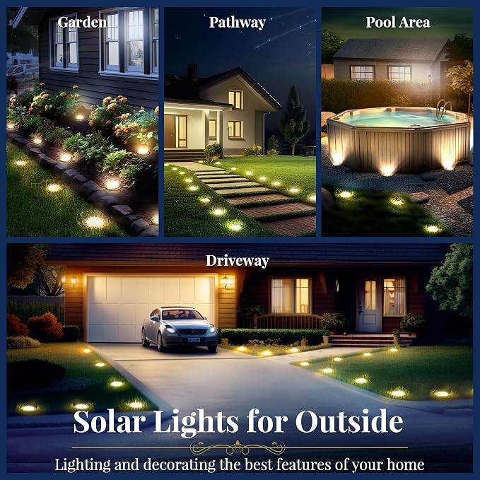 SOLPEX Solar Ground Lights, 16 Pack Solar Lights Outdoor Waterproof, 8 LED - Image 2