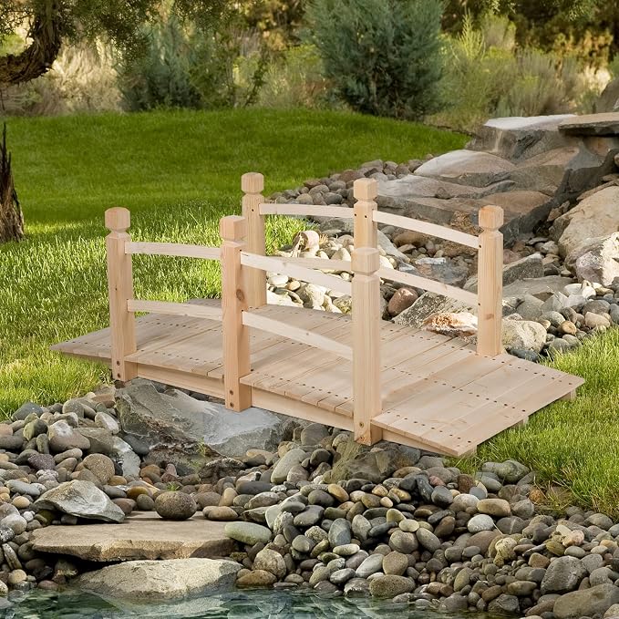 Wooden Garden Bridge, Outdoor Arched Walkway - Image 2