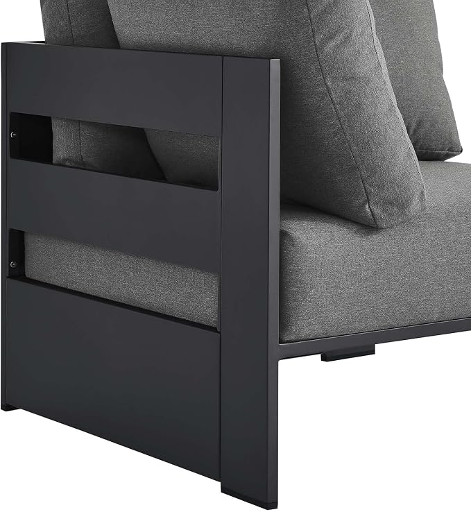 Modway Tahoe Aluminum Outdoor Sectional Corner Chair in Gray Charcoal - Image 6