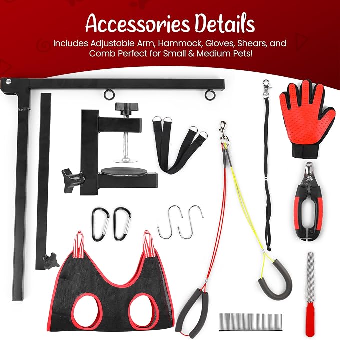 Dog Grooming Arm with Clamp & Pet Grooming Hammock | 4 Extra Bundles | Dog - Image 3