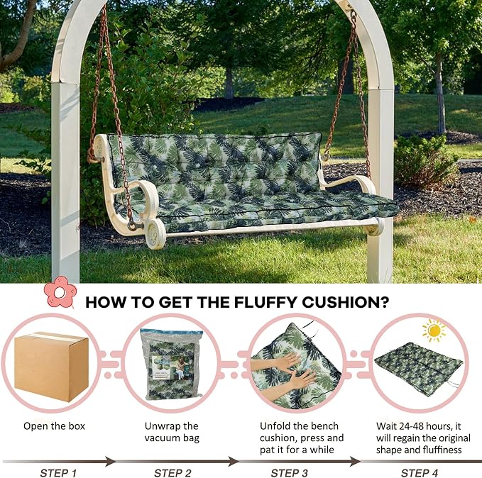 2-3 Seat Swing Replacement Cushion, Outdoor Bench Cushions - Image 6