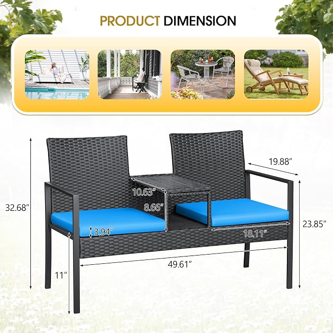 Devoko Patio Conversation Sets Outdoor Loveseat - Image 4