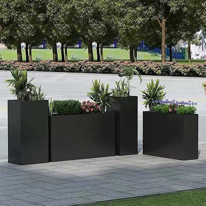 Black Steel Metallic Heavy Planter 30" x 12" x 24" - Image 5