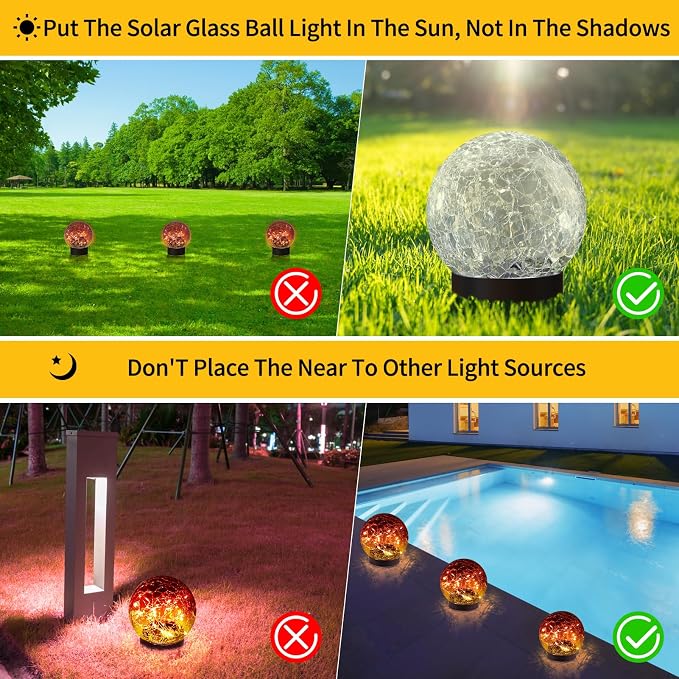 Solar Globe Lights Outdoor Waterproof-Solar Balls - Image 2
