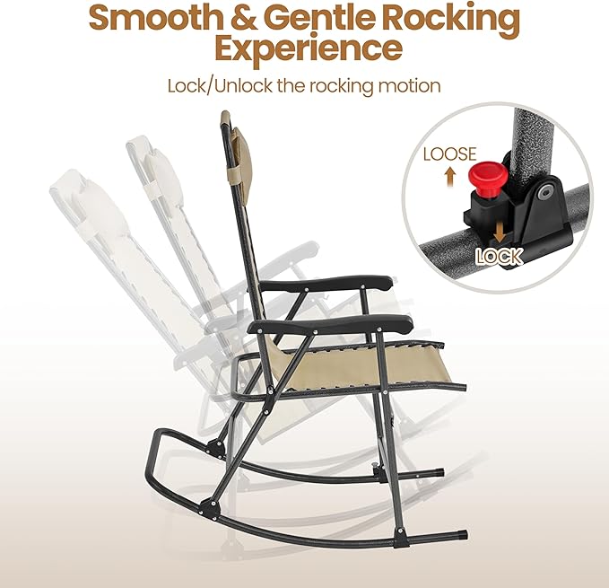 Yaheetech 26in Rocking Chair Outdoor Zero Gravity Folding Chairs Rocking Chairs - Image 4