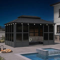 PURPLE LEAF 10' X 15' Enclosed Gazebo Outdoor Solarium by PURPLELEAF