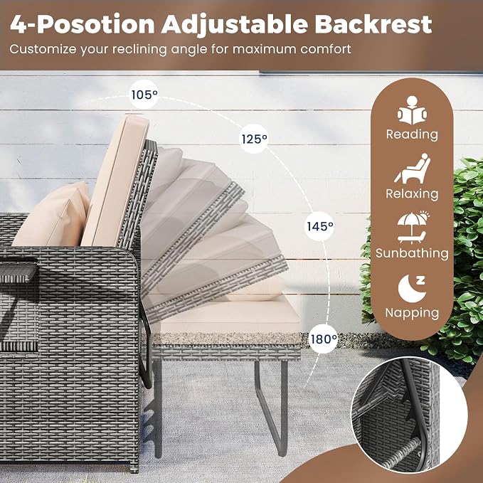 HAPPYGRILL Patio Rattan Wicker Daybed - Image 5