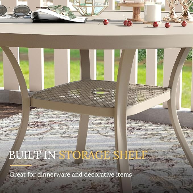 VICLLAX 7 Pieces Patio Dining Set, Outdoor Furniture Set Includes 47.2" Round - Image 4