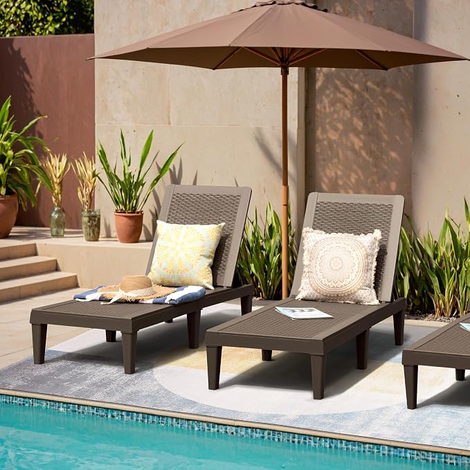 JUMMICO Patio Chaise Lounge Chair Set of 2 Outdoor PE Waterproof Adjustable - Image 7