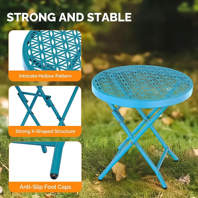 VINGLI Patio Folding Side Table, Small Outdoor Table - Image 6