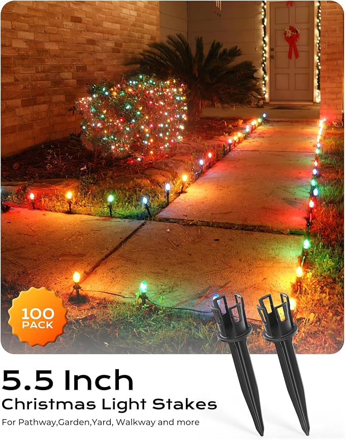 100-Pack Christmas Light Yard Stakes, 5.5 Inch Lighting Stakes - Image 6