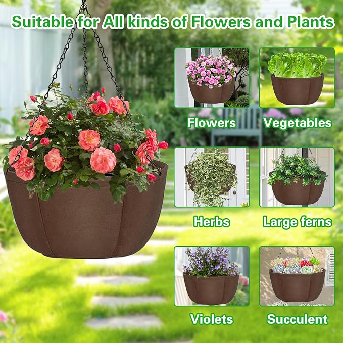 Hanging Baskets for Plants Outdoor, 12 Inch 3 Pack Hanging Planters for Outdoor - Image 4