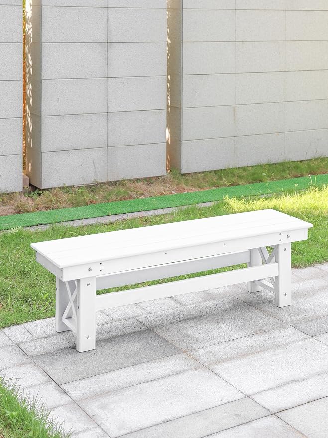 HDPE Outdoor Bench, Poly Lumber Adirondack Benches, All Weather HDPE Patio - Image 2