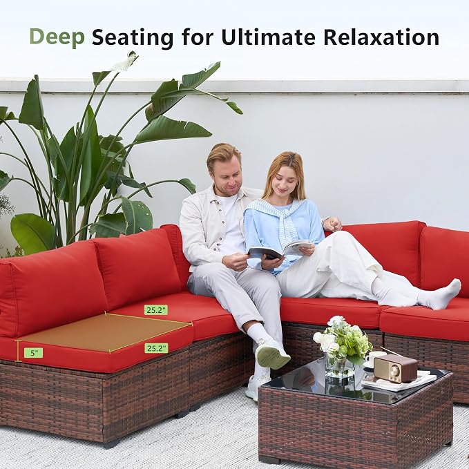 Amopatio Patio Furniture Set 7 Pieces Patio Conversation Set Outdoor Sectional - Image 3