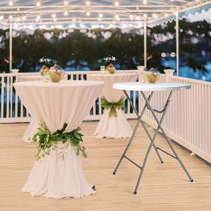 VINGLI 32" Plastic Folding Round Table Bar Height, HDPE Matrial - Image 6