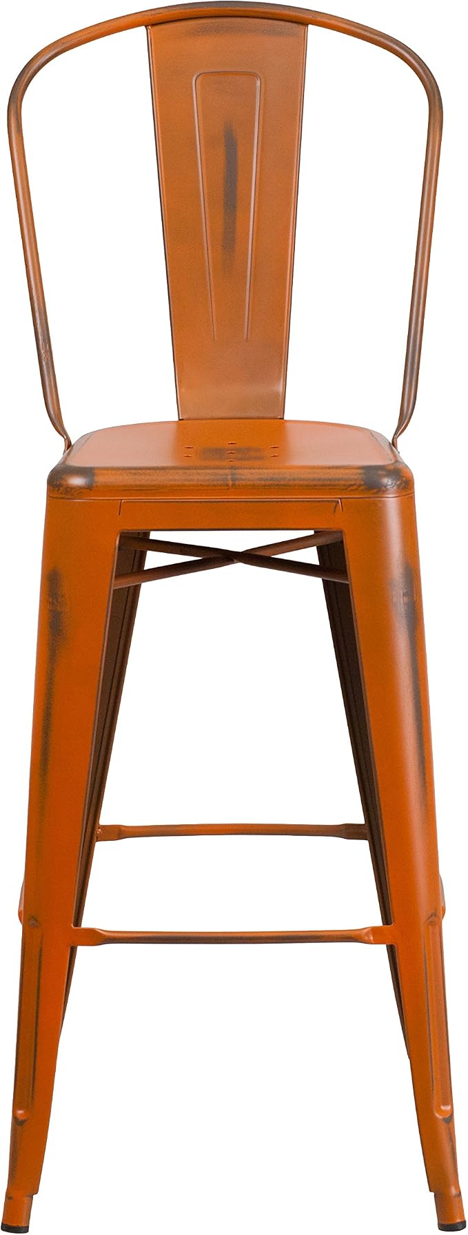EMMA + OLIVER Commercial Grade 30" H Distressed Orange Metal Indoor-Outdoor - Image 5