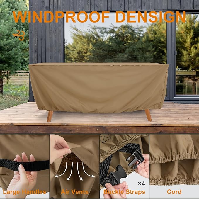 Tempera Retangle Patio Furniture Cover, Outdoor Table Covers Waterproof - Image 5