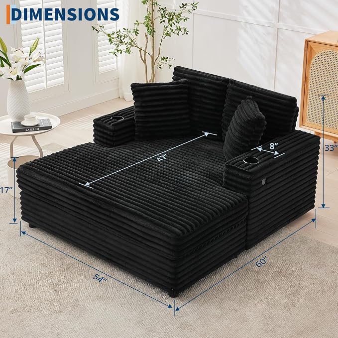 GarveeHome Oversized Chaise Lounge Chair Indoor, 56x60 in Comfortable Corduroy - Image 2