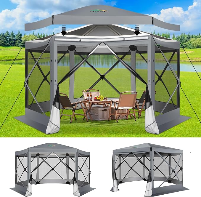 COBIZI 12x12 FT Pop Up Canopy Extendable Tent, Gazebos On Clearance, Screened - Image 9