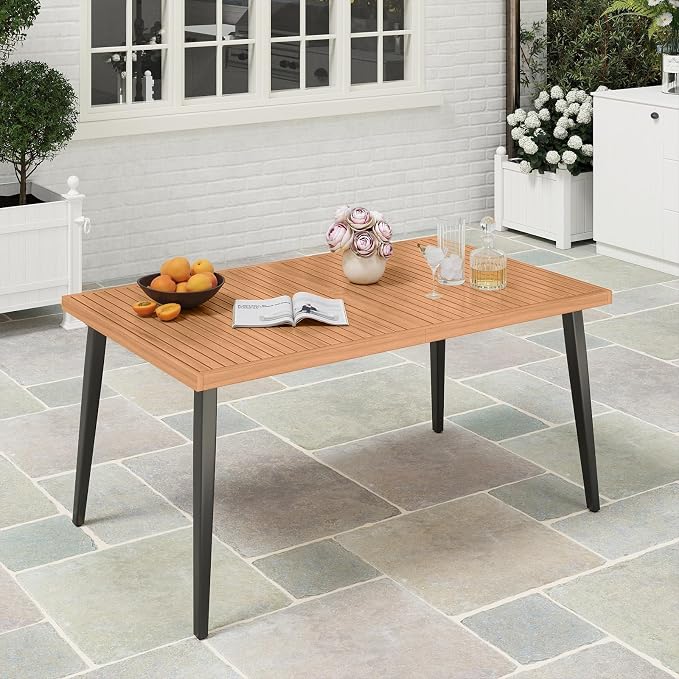 Tangkula 63" Acacia Wood Patio Dining Table - Image 8