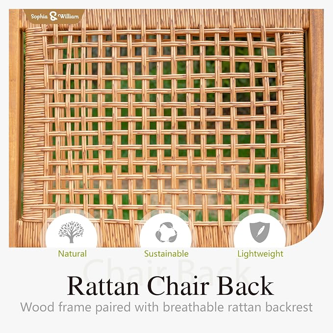 Sophia & William 7-Piece Patio Outdoor Dining Table Chair Set, Rattan Furniture - Image 3