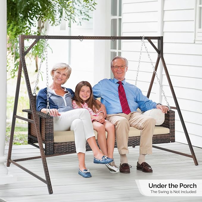 VINGLI 7 FT Rattan Porch Swing Stand, Patio Swing Frame Support 1200 LBS - Image 6