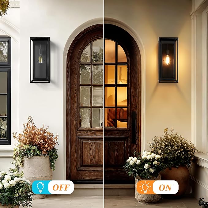 19" Outdoor Wall Lights, Large Size Matte Black Outdoor Sconce Lights - Image 7