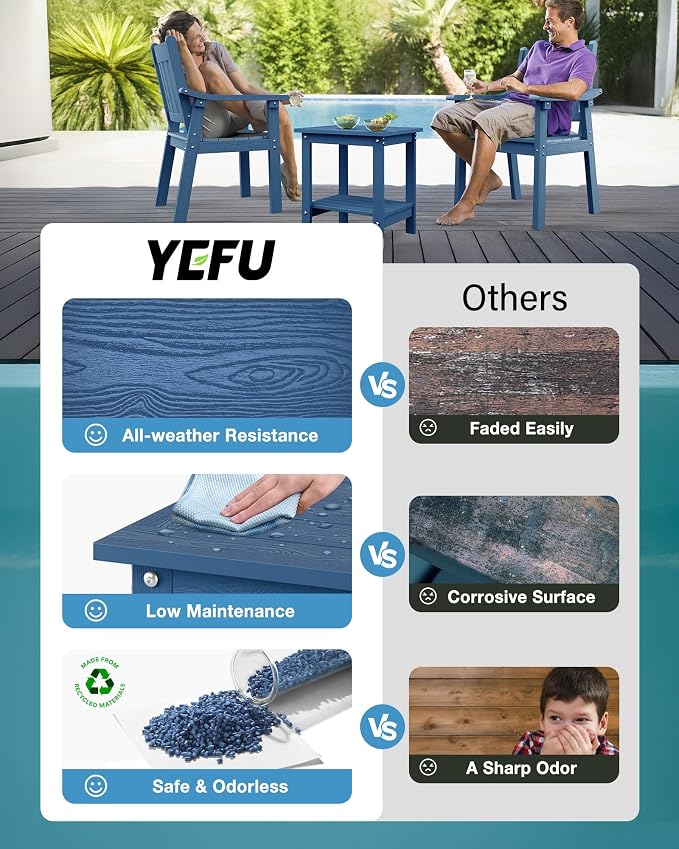 YEFU Outdoor Side Table for Patio: 16x16 in HIPS Square Outdoor End Table - Image 5