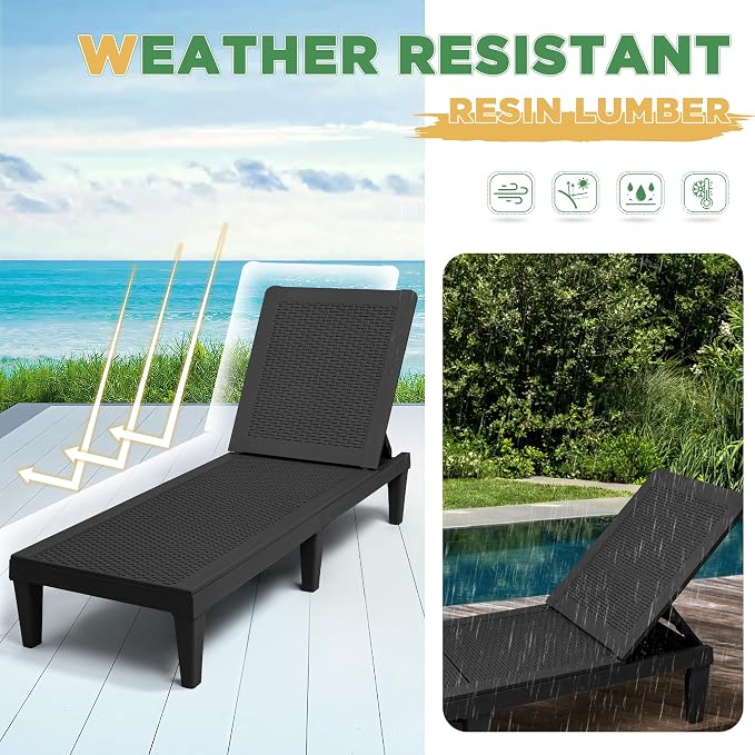 Greesum Outdoor Chaise Lounge Chairs Set of 4 - Image 6