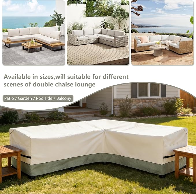 okcool Outdoor Sectional Sofa Cover Waterproof-L-Shaped Patio Furniture Covers - Image 3