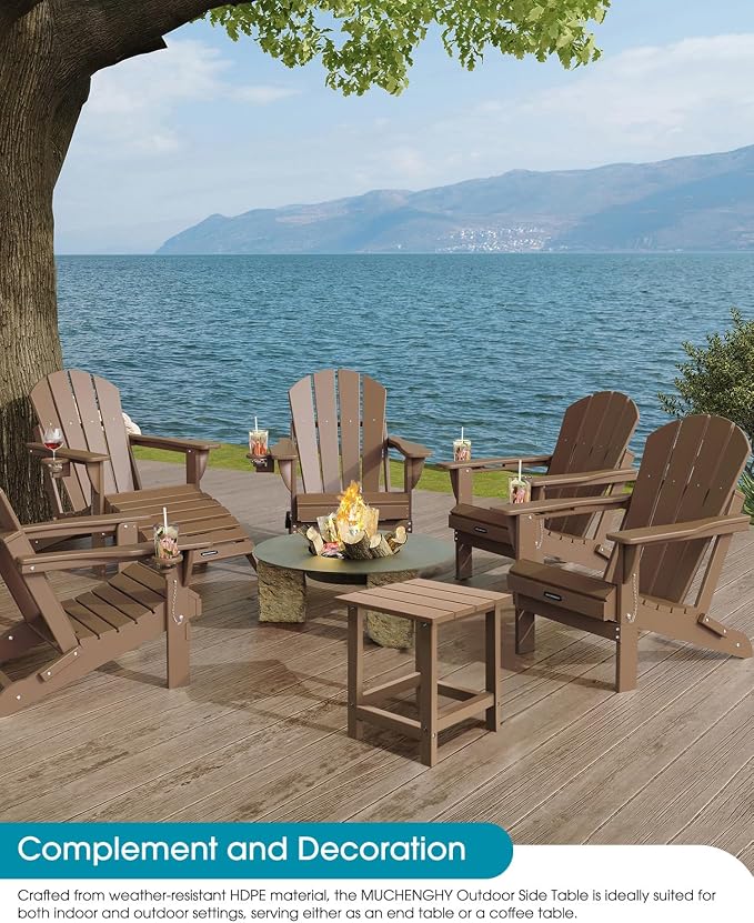 MUCHENGHY Adirondack Outdoor Side Table, 14.7" Patio Side Table Weather - Image 2