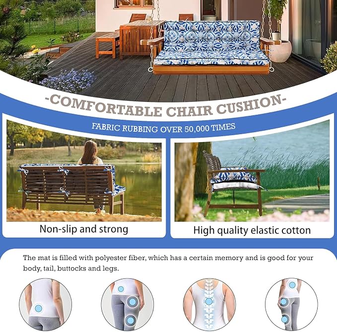 Outside Benches Cushion with Backrest, Thicken Waterproof Swing Cushions 2/3 - Image 4