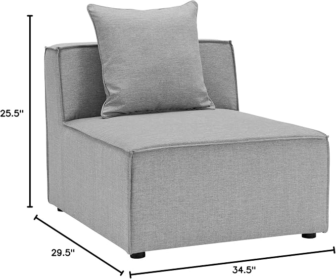 Modway Saybrook Outdoor Patio Upholstered Sectional Sofa Armless Chair in Gray - Image 2