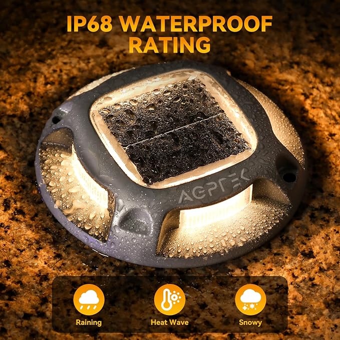 AGPTEK Solar Driveway Light 1 Pack, 2 Colors in 1 Outdoor Solar Deck Dock - Image 4