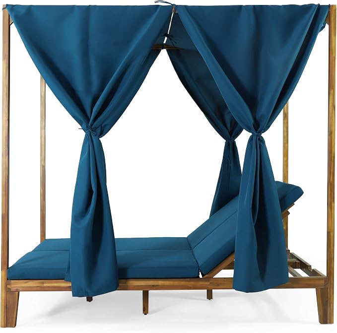 Christopher Knight Home Kinzie Outdoor DAYBED, Teak + Blue - Image 6