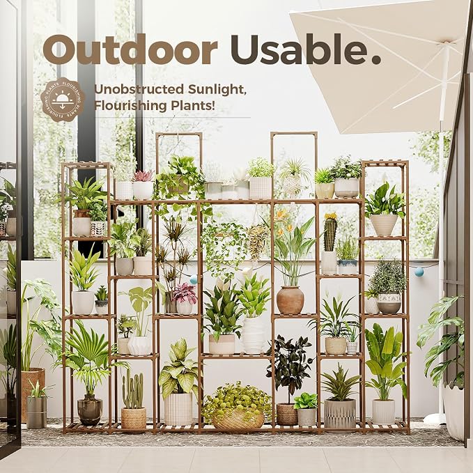 Bamworld Plant Shelf Indoor 30 Pots Large Plant Shelf Wide Tall Outdoor Plant - Image 6